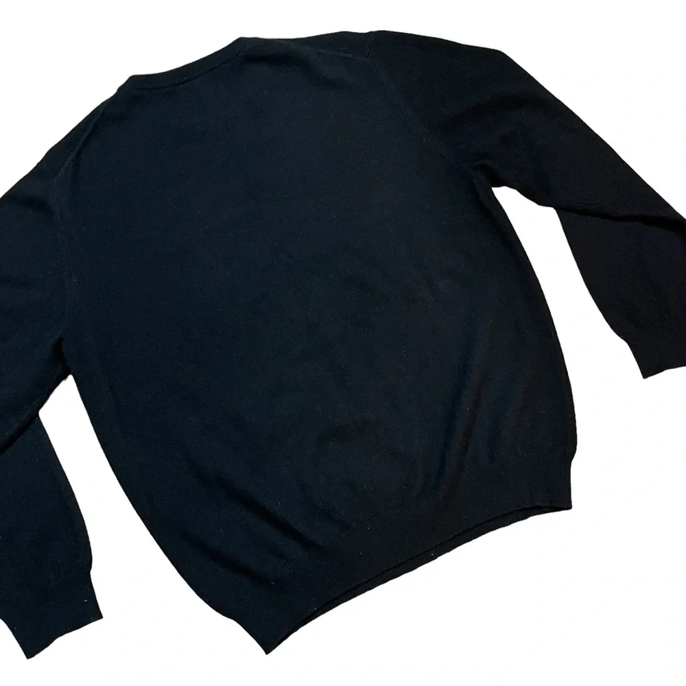 Men’s Uomo Bravo Cashmere Sweater Black Argyle Crew Neck Long Sleeve Pullover - Picture 6 of 11